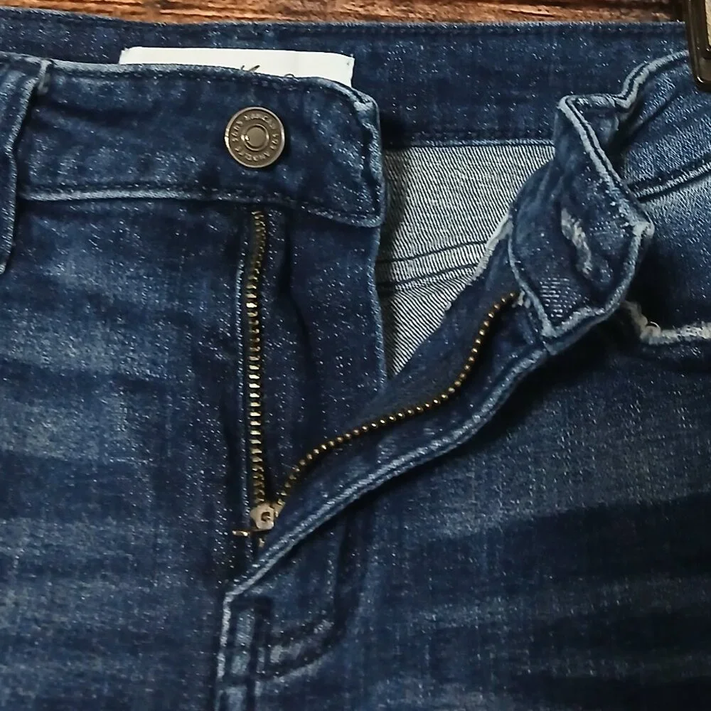 Kancan Jeans 27 7 Mom Raw Hem Distressed Dark Wash Denim Stretch